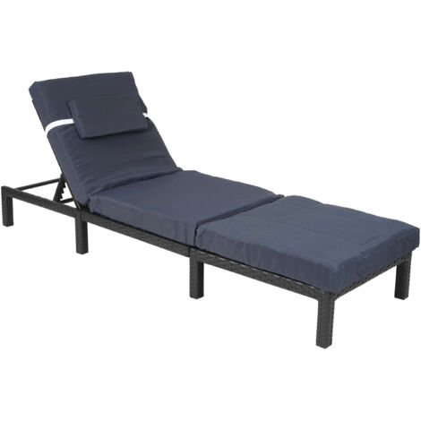 [NON UTILIZZATO] Lettino da esterno polyrattan HHG-605 regolabile Premio antracite cuscino grigio