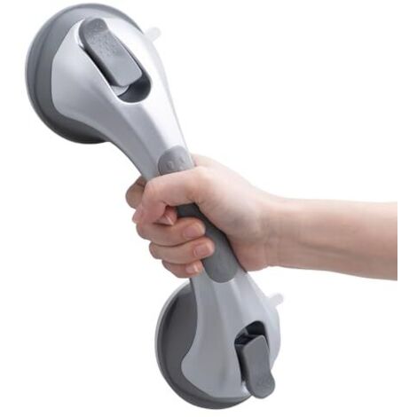 [NON UTILIZZATO] Maniglie per doccia per bagno 31 cm, maniglia a ventosa max 110 kg, maniglia di sicurezza per anziani, disabili, durevole, senza fori e corrimano rimovibile Handy Grasp Pro, argento
