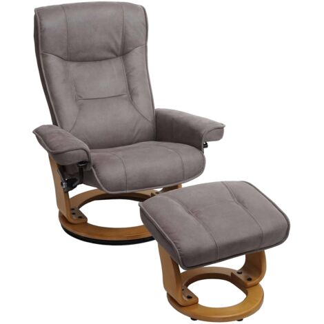 [NON UTILIZZATO] MCA poltrona relax Hamilton tessuto girevole con poggiapiedi legno chiaro grigio chiaro