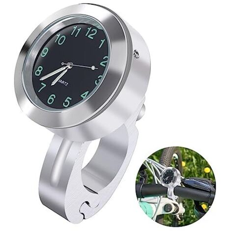 [NON UTILIZZATO] Orologio da moto, bianco, diametro 22-25 mm, impermeabile, luminoso, per manubrio, orologio da manubrio per moto, veicoli elettrici