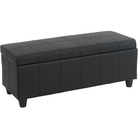[NON UTILIZZATO] Panca contenitore elegante Kriens ecopelle 114x45x45cm nero opaco