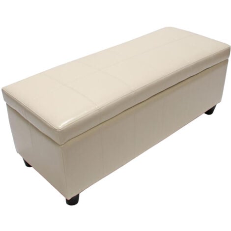 [NON UTILIZZATO] Panca contenitore elegante Kriens pelle rivestita e ecopelle 112x45x45cm, avorio