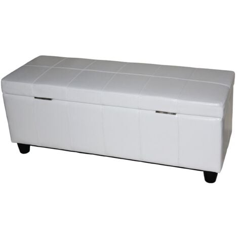[NON UTILIZZATO] Panca contenitore elegante Kriens pelle rivestita e ecopelle 112x45x45cm, bianco