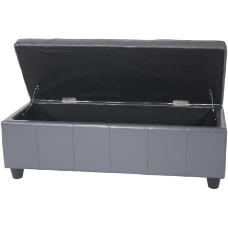 [NON UTILIZZATO] Panca contenitore elegante Kriens pelle rivestita e ecopelle 112x45x45cm, grigio