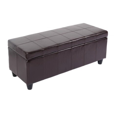[NON UTILIZZATO] Panca contenitore elegante Kriens pelle rivestita e ecopelle 112x45x45cm, marrone