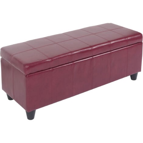 [NON UTILIZZATO] Panca contenitore elegante Kriens pelle rivestita e ecopelle 112x45x45cm, rosso