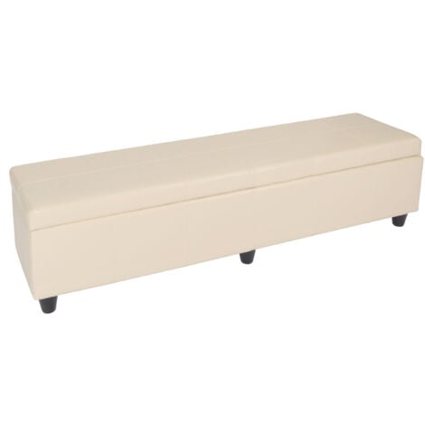 [NON UTILIZZATO] Panca contenitore elegante Kriens xxl ecopelle 180x45x45cm avorio