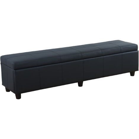 [NON UTILIZZATO] Panca contenitore elegante Kriens xxl ecopelle opaca 180x45x45cm nero