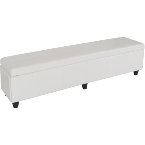 [NON UTILIZZATO] Panca contenitore elegante Kriens xxl pelle e ecopelle 180x45x45cm bianco