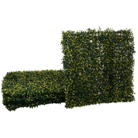 [NON UTILIZZATO] Pannelli erba finta artificiale da parete decorativa privacy antivento HHG-648 4x 50x50cm = 1m² foglie giallo verdi