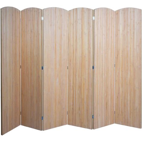 [NON UTILIZZATO] Paravento in bambù HHG-164, divisore separè, paravento, pieghevole, 6 pannelli, 170x245 cm