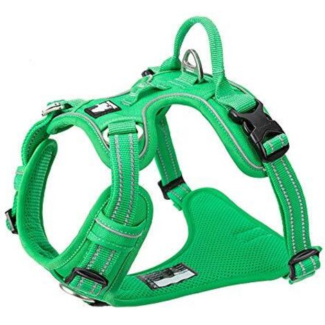 [NON UTILIZZATO] Pettorina anti-tiro per cani in nylon morbido riflettente regolabile per animali di piccola e grande taglia, S, verde erba
