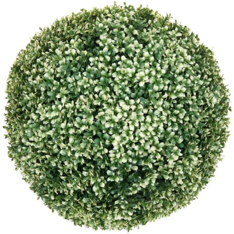 [NON UTILIZZATO] Pianta finta artificiale a cespuglio rotondo arte topiaria HHG-653 polietilene Ø 55cm bianco
