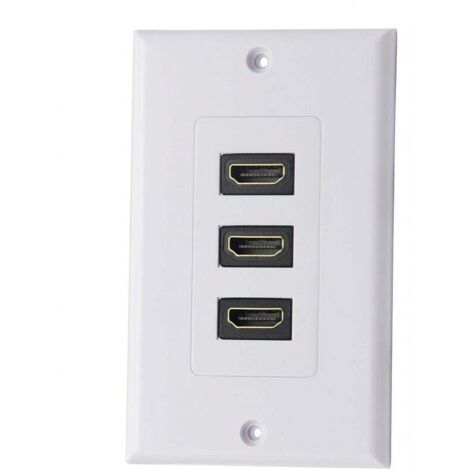 [NON UTILIZZATO] Piastra a parete HDMI 2.0 a 3 porte, componente HDMI, componente audio composito, presa a parete, supporta 4K 60Hz 1080P, perfetta per proiettore e home theater, bianca (3 HDMI)