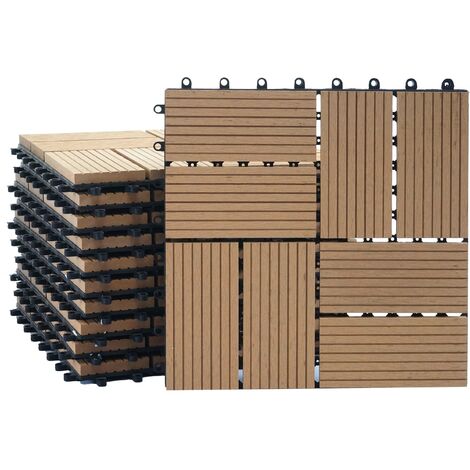 EASYCOMFORT Piastrelle per Esterni Pavimento in Legno, Set 27 Pezzi  Montaggio a Incastro, 30x30x2.5cm