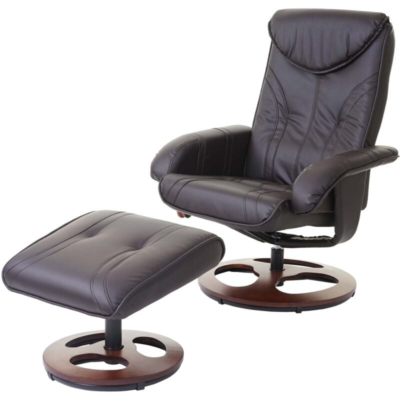 Non utilizzato] Poltrona relax reclinabile girevole HHG 657 con poggiapiedi ecopelle marrone - brown