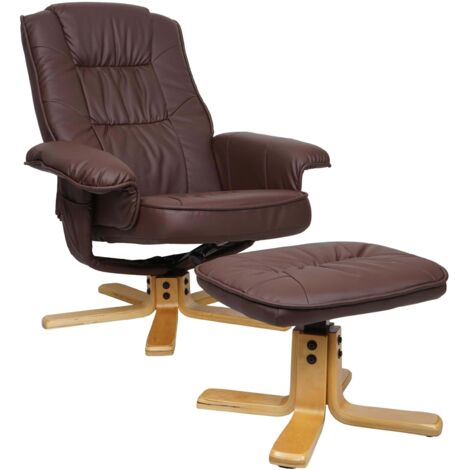 [NON UTILIZZATO] Poltrona relax reclinabile girevole M56 ecopelle con poggiapiedi rosso vinaccia