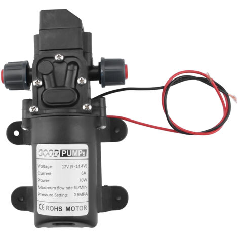 [NON UTILIZZATO] Pompa sommergibile a membrana autoadescante da 12 V CC 70 W – Portata 4-6 l/min – Pressione 0,9 MPa – Ideale per camper, barche e giardini