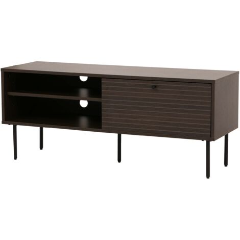 [NON UTILIZZATO] Porta TV HHG-275, mobile basso, tavolino lowboard scandinavo metallo legno melamina MVG 50x120x40cm, marrone scuro