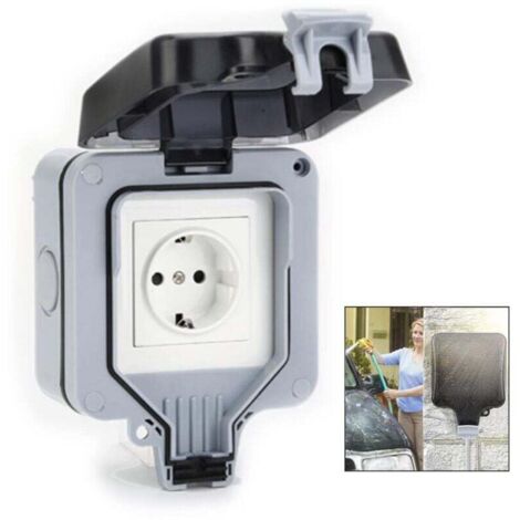 [NON UTILIZZATO] Presa impermeabile, grado di protezione IP66, 16 A, completa di coperchio antipolvere per giardini, pareti esterne, bagni, cucine, cantine, lavanderie e garage.