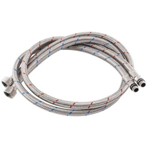 [NON UTILIZZATO] Raccordo flessibile in acciaio inox da 100 cm per miscelatore lavello cucina - Acqua calda e fredda -