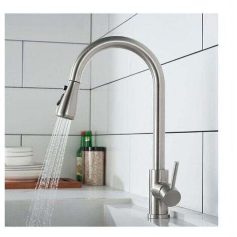 [NON UTILIZZATO] Rubinetto da cucina con doccetta estraibile, miscelatore da cucina in acciaio inox spazzolato, girevole a 360°, rubinetto per lavello da cucina