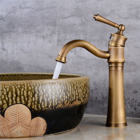 [NON UTILIZZATO] Rubinetto per lavabo retrò, rubinetto girevole per bagno, miscelatore per lavabo in ottone, miscelatore per bagno con nuova valvola in ceramica, oro A