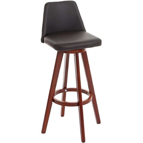 [NON UTILIZZATO] Sedia sgabello HHG-569 girevole design moderno legno ecopelle marrone