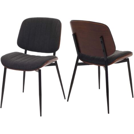 [NON UTILIZZATO] Set 2 sedie per sala da pranzo HHG-203, cucina, tessuto legno curvato (370g/m²) Oeko-Tex MVG, color noce, grigio chiaro