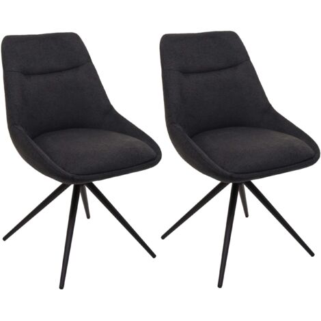 [NON UTILIZZATO] Set 2 sedie sala da pranzo HHG-066, cucina poltrona, girevole auto-posizione metallo stoffa/tessuto, antracite