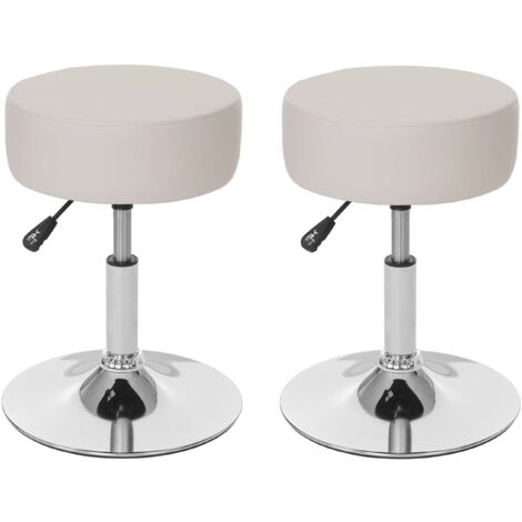 [NON UTILIZZATO] Set 2 sgabelli girevole regolabile HHG-189 cromato ecopelle Ø 35cm avorio