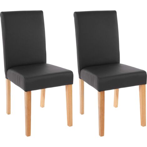 [NON UTILIZZATO] Set 2x sedie Littau ecopelle opaca soggiorno cucina sala da pranzo 56x43x90cm nero piedi chiari