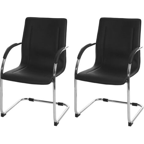 [NON UTILIZZATO] Set 2x sedie ufficio sala attesa studio a slitta Samara acciaio 56x56x93cm nero