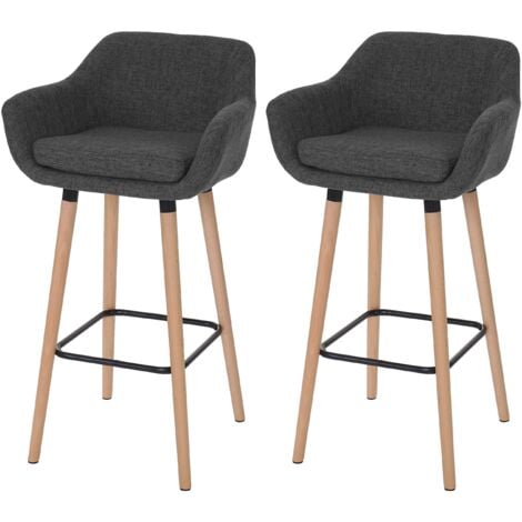 [NON UTILIZZATO] Set 2x sgabelli nordico moderno scandinavo Malmoe T381 legno massiccio tessuto grigio scuro