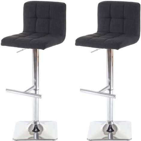 [NON UTILIZZATO] Set 2x sgabelli regolabili girevoli lounge bar Kavala tessuto base cromata grigio scuro