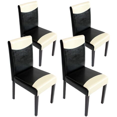 [NON UTILIZZATO] Set 4x sedie Littau ecopelle soggiorno cucina sala da pranzo 43x56x90cm nero bianco