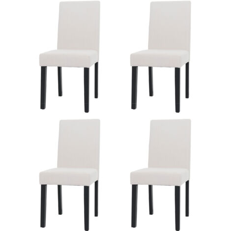[NON UTILIZZATO] Set 4x sedie Littau tessuto a coste soggiorno cucina sala da pranzo legno 90x42x50cm avorio gambe scure