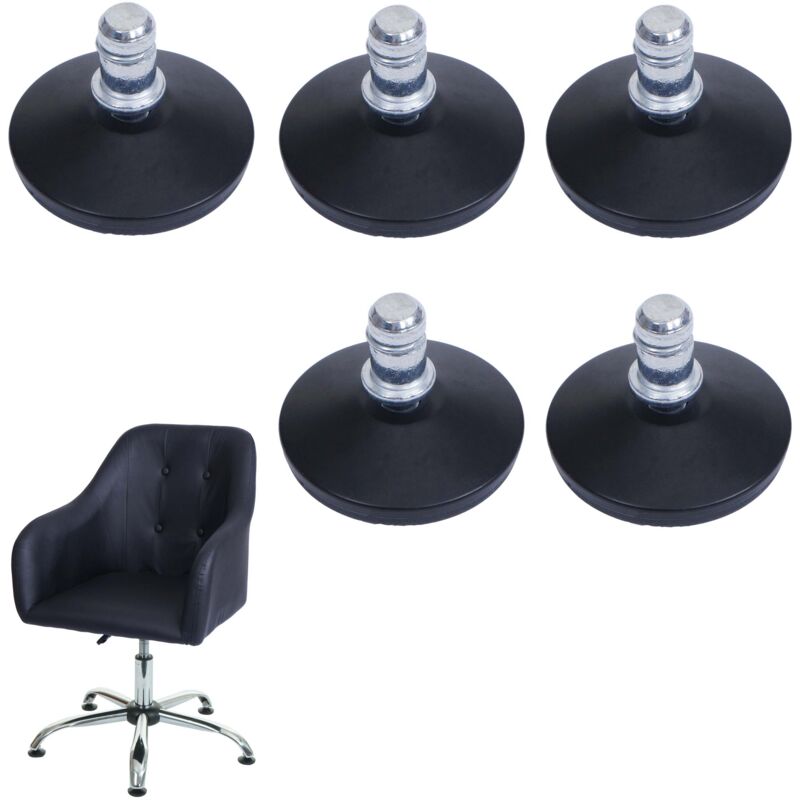 Image of [NON UTILIZZATO] Set 5x piedini supporti fissi per sedie da ufficio HHG-912 plastica metallo Ø 11mm nero - black