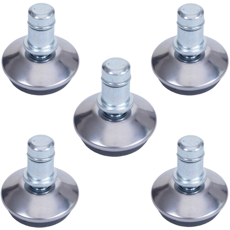 Image of Non utilizzato] Set 5x piedini supporti fissi per sedie da ufficio HHG 914 plastica metallo ø 11mm grigio - grey