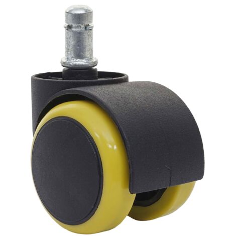 [NON UTILIZZATO] Set 5x ruote per sedie poltrone girevoli 50mm HHG-332 plastica poliuretano giallo