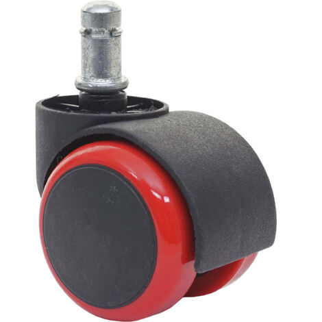 [NON UTILIZZATO] Set 5x ruote per sedie poltrone girevoli 50mm HHG-332 plastica poliuretano rosso
