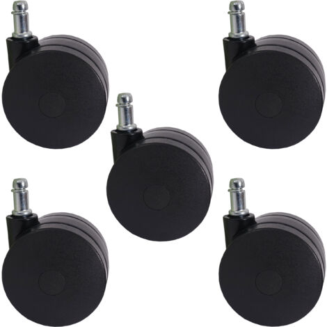 [NON UTILIZZATO] Set 5x ruote per sedie poltrone girevoli ricambio T533 70mm poliuretano