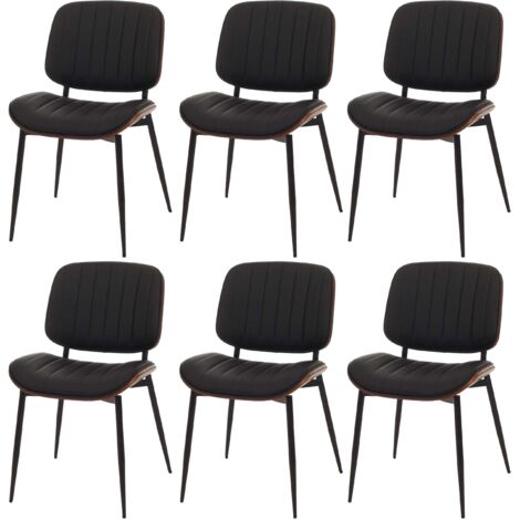 [NON UTILIZZATO] Set 6 sedie per sala da pranzo HHG-182, cucina, ecopelle legno curvato (370g/m²) Oeko-Tex MVG, color noce, nero