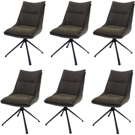 [NON UTILIZZATO] Set 6 sedie pranzo HHG-453, cucina, posizionamento automatico girevole, stoffa/tessuto (420g/m²) Oeko-Tex, verde