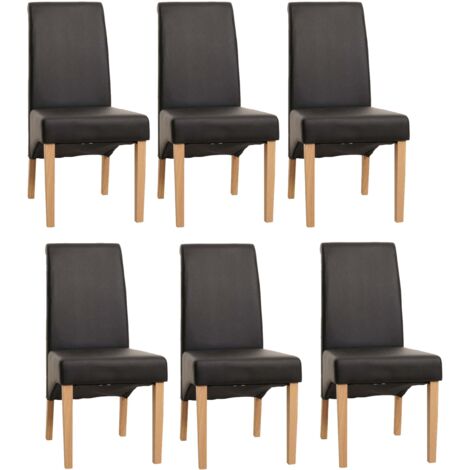 [NON UTILIZZATO] Set 6x sedie M37 soggiorno sala pranzo elegante lounge ecopelle liscia 50x46x99cm nero piedi chiari