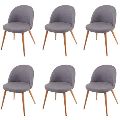 [NON UTILIZZATO] Set 6x sedie poltroncine HHG-631 design retro anni 50 trapuntate metallo tessuto grigio scuro