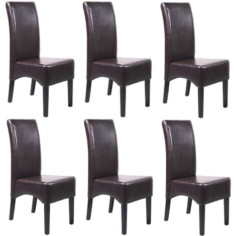 [NON UTILIZZATO] Set 6x sedie soggiorno moderno elegante Latina pelle per sala da pranzo marrone gambe scure