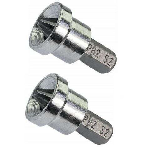 [NON UTILIZZATO] Set di 2 punte per cacciavite speciali per cartongesso/placo/PH2x25mm 1/4'' per viti a testa Phillips PH2 - Ferramenta/Utensili manuali - Acciaio S2