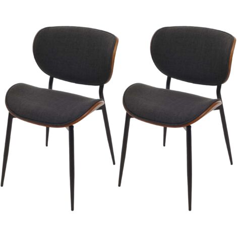 [NON UTILIZZATO] Set di 2 sedie da pranzo HHG-236, tessuto bentwood (370g/m²) certificato Oeko-Tex MVG, color noce, grigio scuro