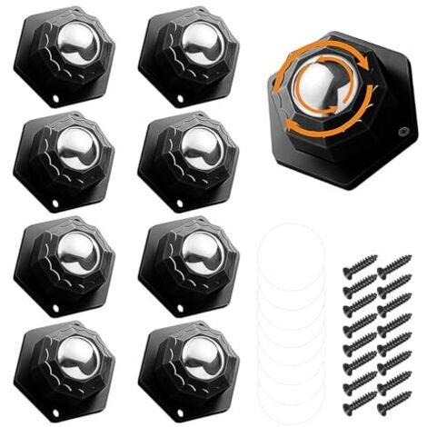 [NON UTILIZZATO] Set di 8 ruote per mobili autoadesive e resistenti - girevoli a 360°, max. 300 kg per ruota  Per mobili, elettrodomestici da cucina e contenitori  Mini ruote a sfera con sfere in acci